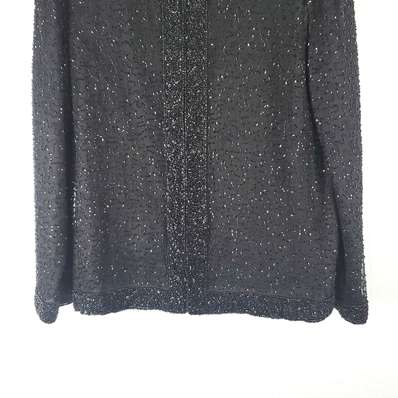 Vintage‎ Laurence Kazar Black Silk Beaded Jacket - Picture 3 of 8